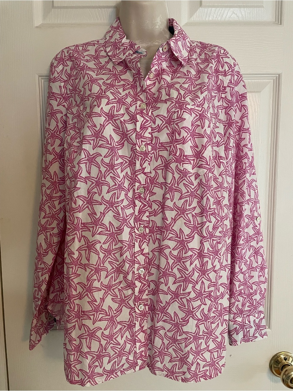 Talbots Pink Starfish-Print Button-Down Shirt